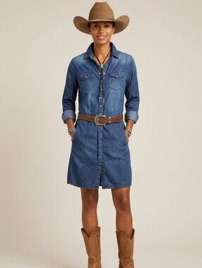 twik Black Denim Shirt Dress Size M